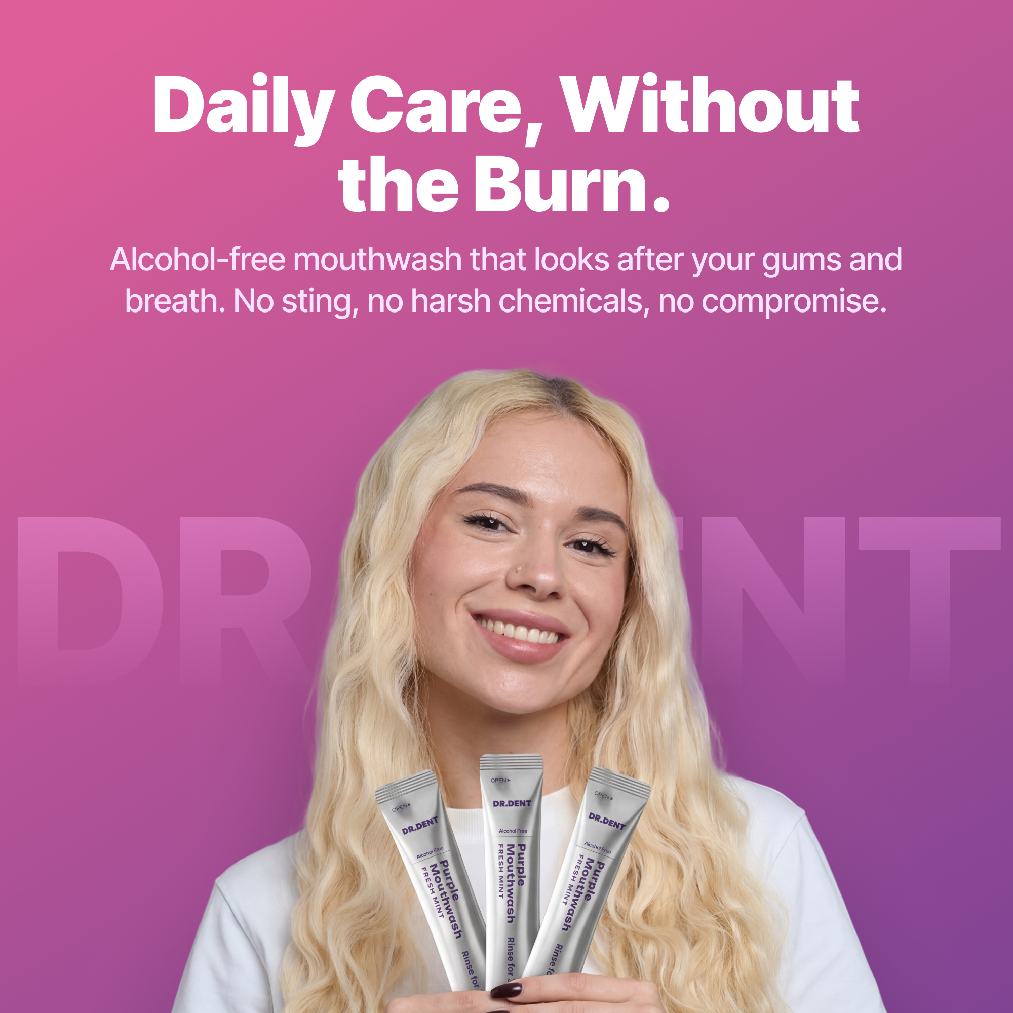 DR.DENT Purple Color-Correcting Mouthwash | 20 Sachets | Whiter Smile in 30 Seconds