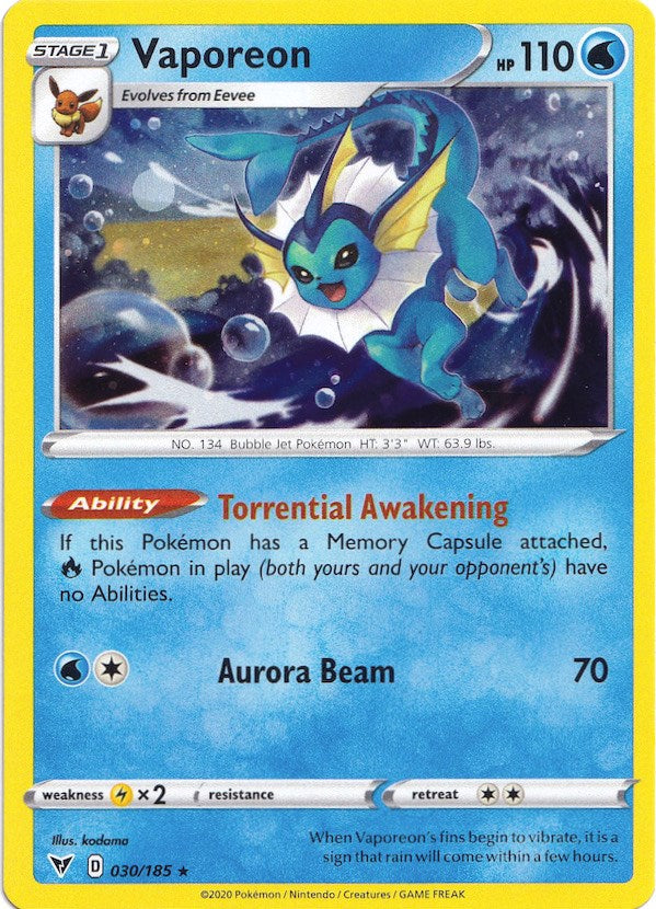 Vaporeon - 030/185 (Cosmos Holo) - 030/185