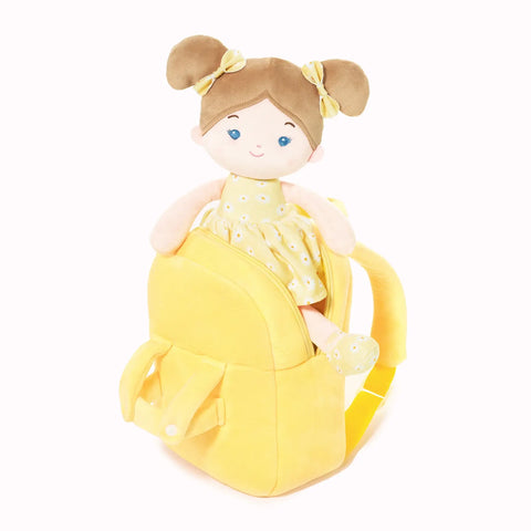 Personalized Flora Belle Girl Doll Backpack - Yellow