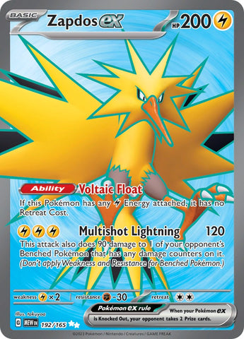 Zapdos ex - 192/165 - 192/165 - (SV: Scarlet & Violet 151)