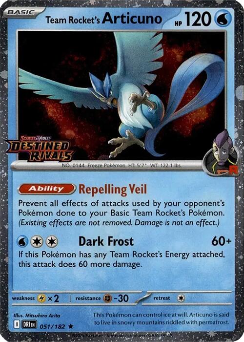 Team Rocket's Articuno - 051/182 (Cosmos Holo) (Destined Rivals Stamp) - 051/182