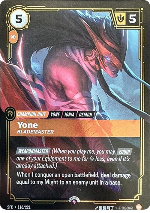 Riftbound Organized Play Promotional Cards - Yone - Blademaster 116/221