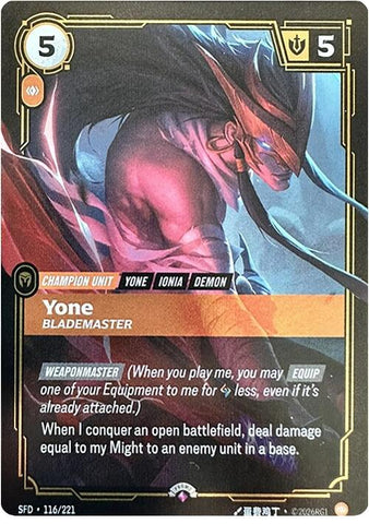 Riftbound Organized Play Promotional Cards - Yone - Blademaster 116/221