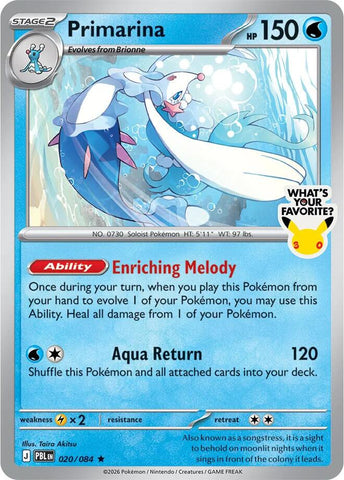 Primarina - 020/084 (What's Your Favorite Stamp) - 020/084