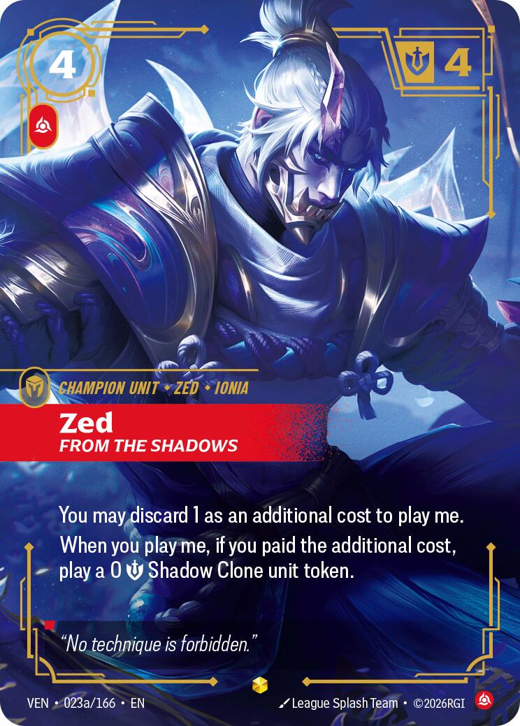 Vendetta - Zed, From the Shadows (Alternate Art) 023a/166