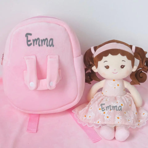Personalized Daisy Girl Doll Backpack -Pink (2 Skin Tones)
